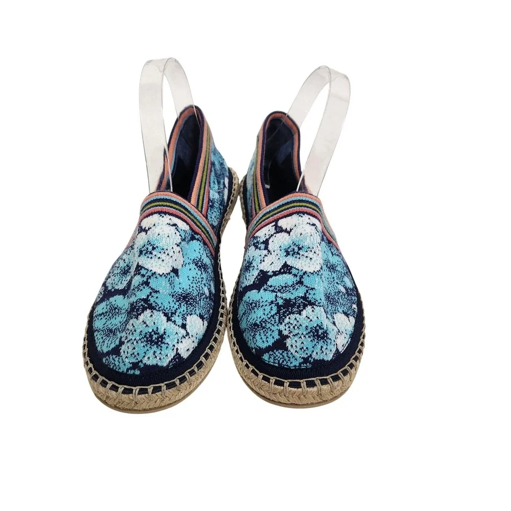 Sundance Ivko Woman Shoes Womens 9.5 40‎ Blue Floral Knit Espadrille Slip On